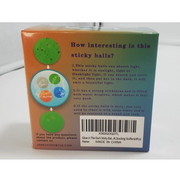 Glow In The Dark Sticky Balls That Stick To The Ceiling Stress Balls For Kids - Picture 2 of 3